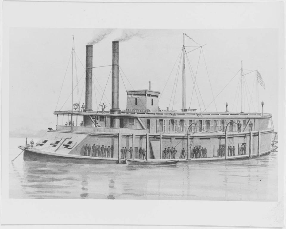 The USS Rattler, a so-called ‘tinclad’ gunboat made by putting armor on a rivergoing steamboat. <a href="https://www.history.navy.mil/content/history/nhhc/our-collections/photography/numerical-list-of-images/nhhc-series/nh-series/NH-55000/NH-55836.html" rel="nofollow noopener" target="_blank" data-ylk="slk:U.S. Naval History and Heritage Command;elm:context_link;itc:0;sec:content-canvas" class="link ">U.S. Naval History and Heritage Command</a>