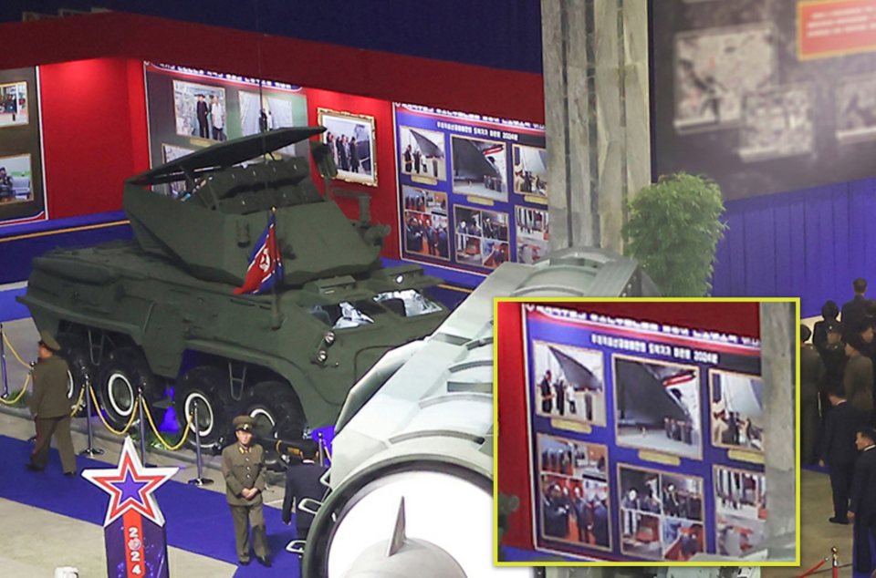 The first photos of the new warship appeared on a display at a North Korean military exhibition in November. <em>KCNA/NK Pro</em>