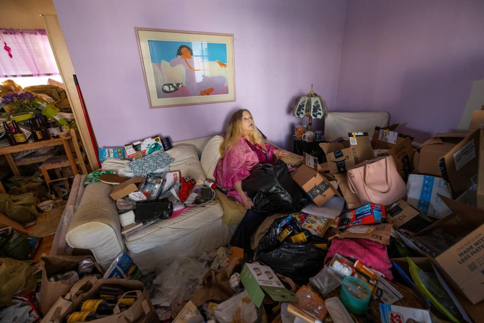 Erickson in her apartment in early February. She denied having a hoarding disorder, and it pained her when others suggested that she did.