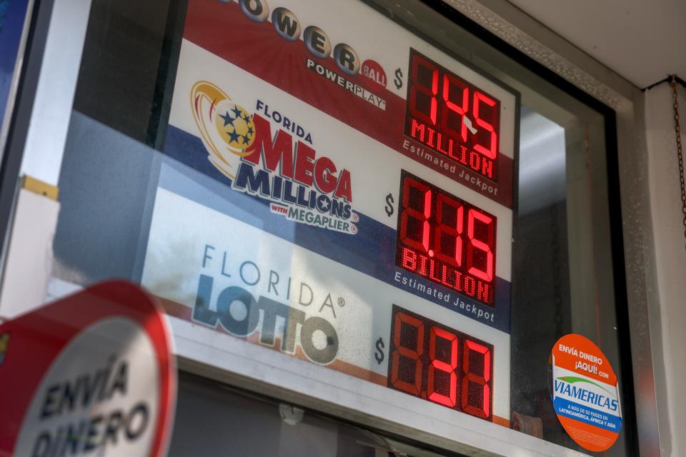 A sign shows the 1.15 billion dollar Mega Millions lottery jackpot on December 26, 2024, in Miami, Florida. The Mega Millions jackpot has climbed to $1.15 billion ahead of Friday&#39;s drawing, making it the fifth-largest prize in the game&#39;s history and the largest prize ever offered in the month of December.