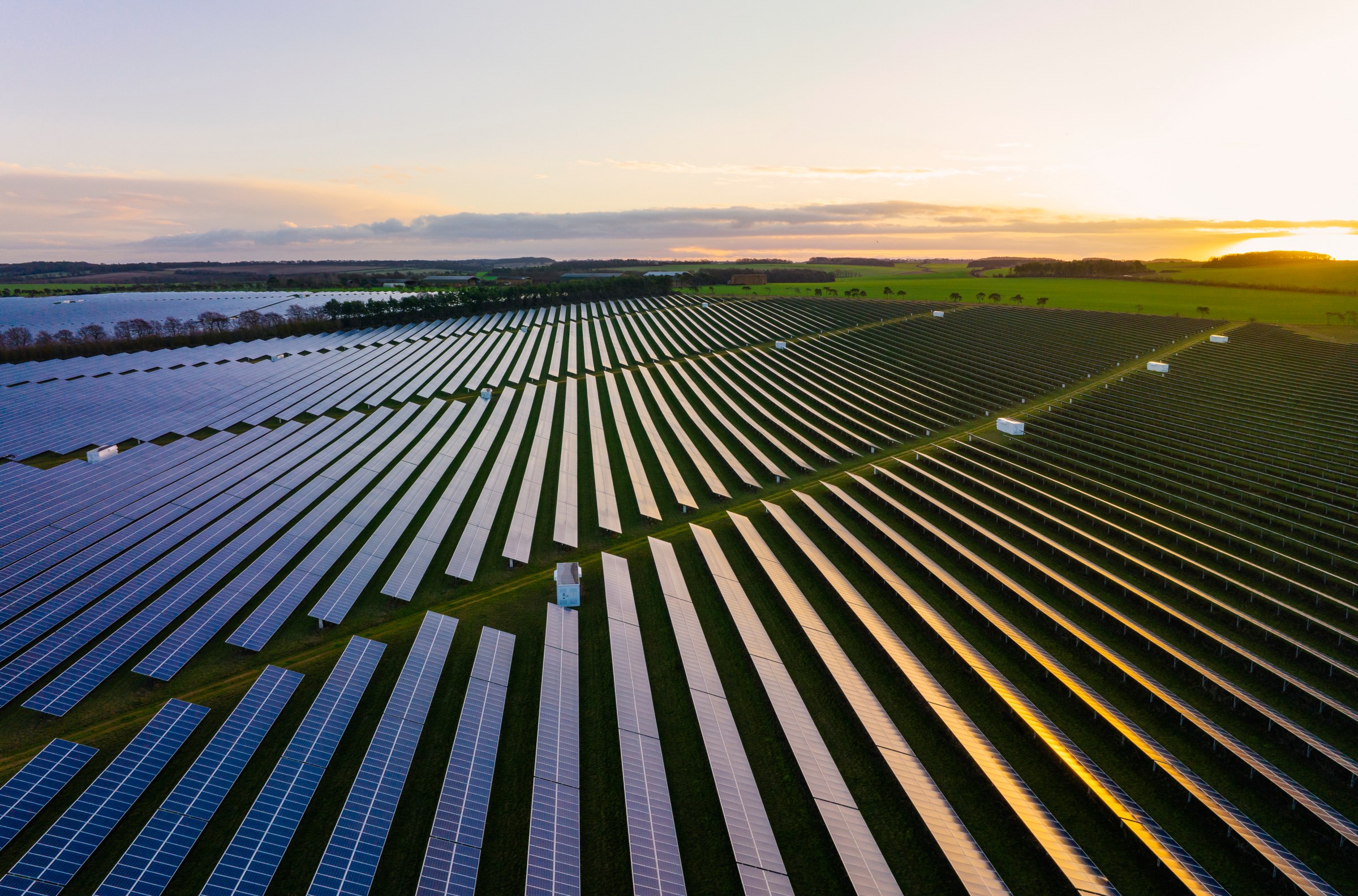 Solar panels in a field