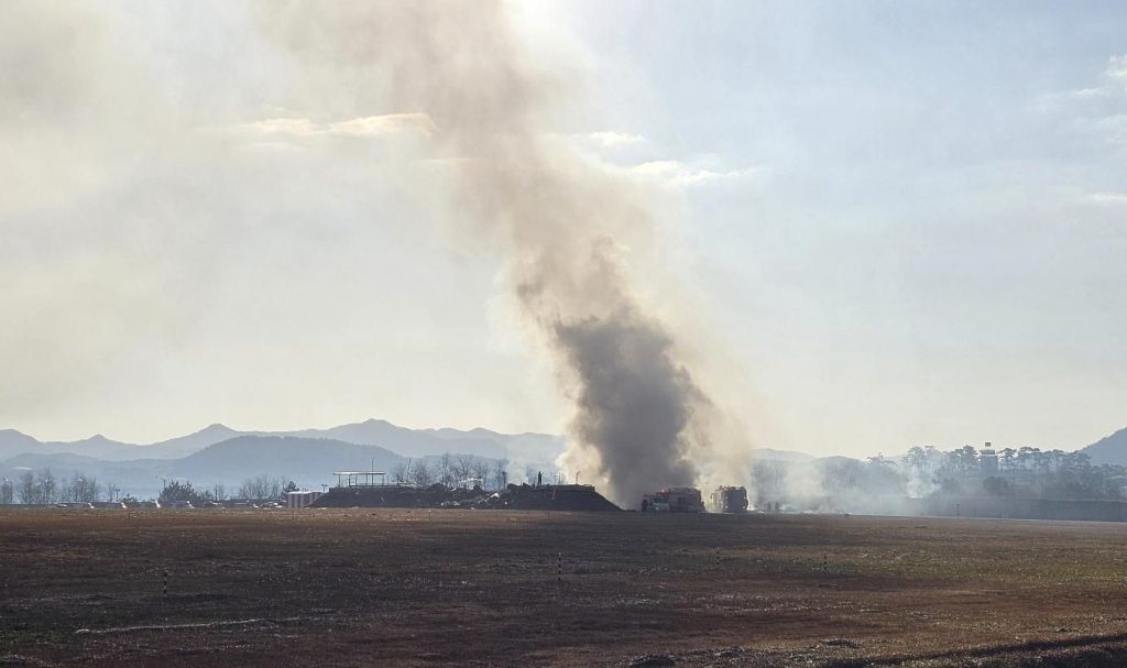 A plane veers off the runway and catches fire at a South Korean airport with reports of 28 dead