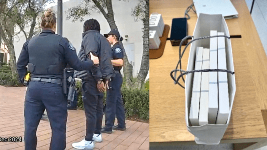 Malcolm Walker, 30, was arrested after he was found with thousands of dollars worth of stolen Apple products at the Irvine Spectrum Center mall in December 2024. (Irvine Police Department)