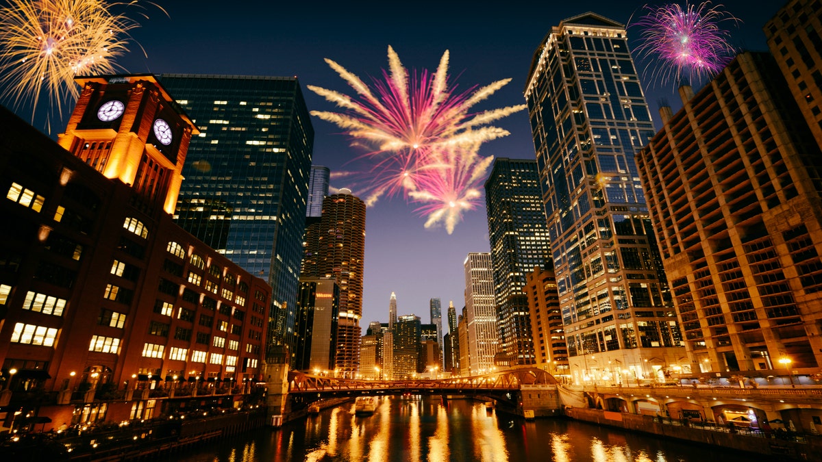 Happy New Year Fireworks on Chicago.