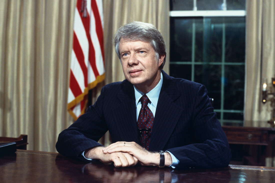 President Carter addresses the nation from the White House on his energy proposal on April 18, 1977.