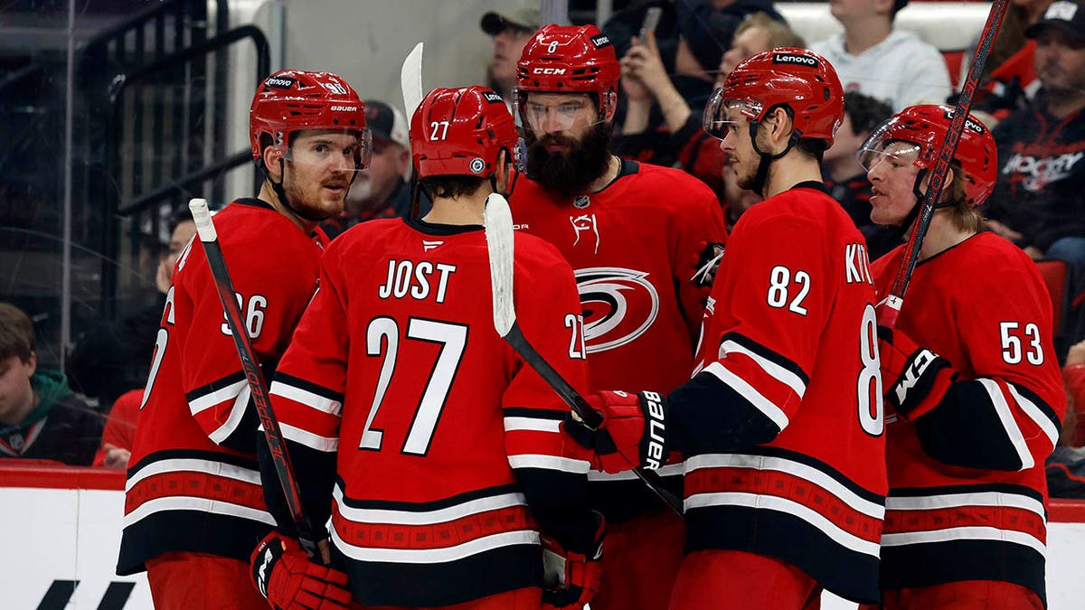 Carolina Hurricanes players celebrate