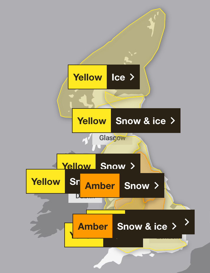 The Met Office has issued three more new weather warnings for tomorrow (Met Office)