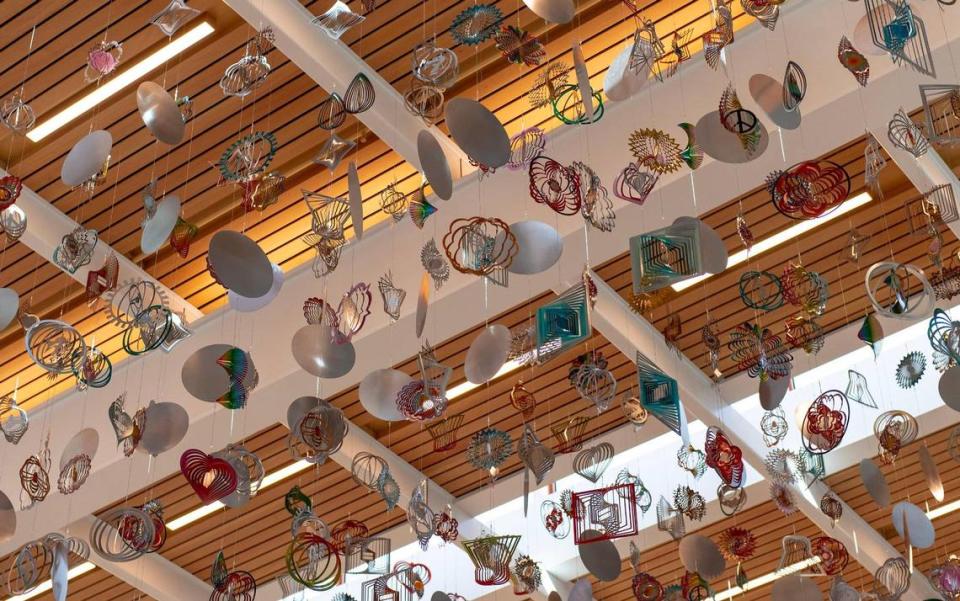 Artwork by Nick Cave titled &#x00201c;The Air Up There&#x00201d; used to hang inside the new Kansas City International Airport terminal.