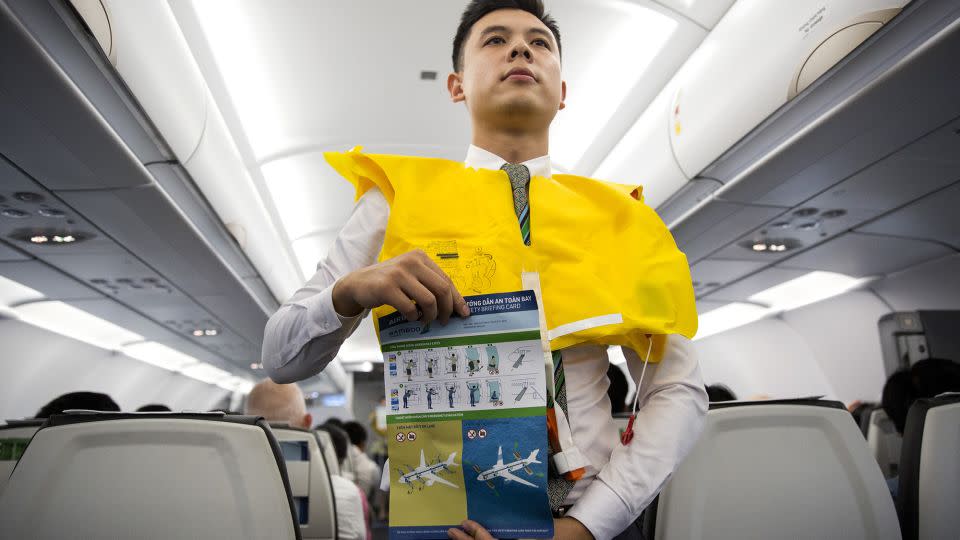 Fully absorbing the safety demonstration is crucial, since most brains go into autopilot during an evacuation. - Maika Elan/Bloomberg/Getty Images