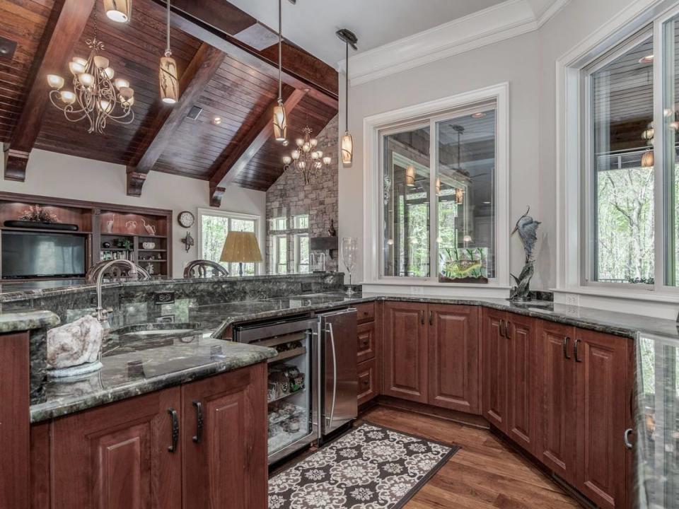 The home has 39 rooms, including this kitchen area.