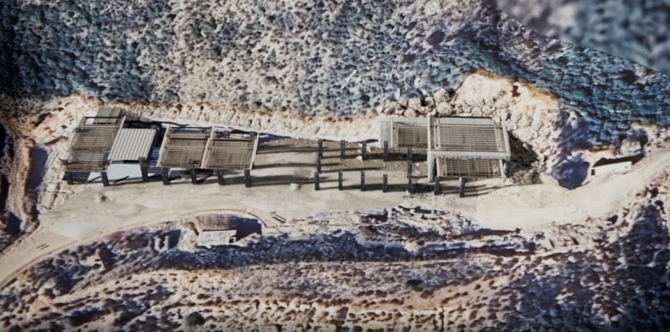 A satellite image of the facility, with details of the buildings overlaid using computer-generated imagery, in a graphic released by the IDF. <em>IDF</em>