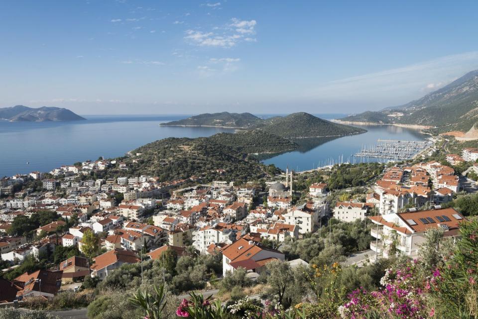 panoramic view of the coastal town of kas, lycia, southern turkey