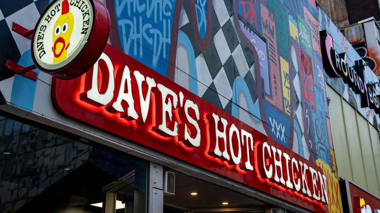 Dave's Hot Chicken sign on storefront