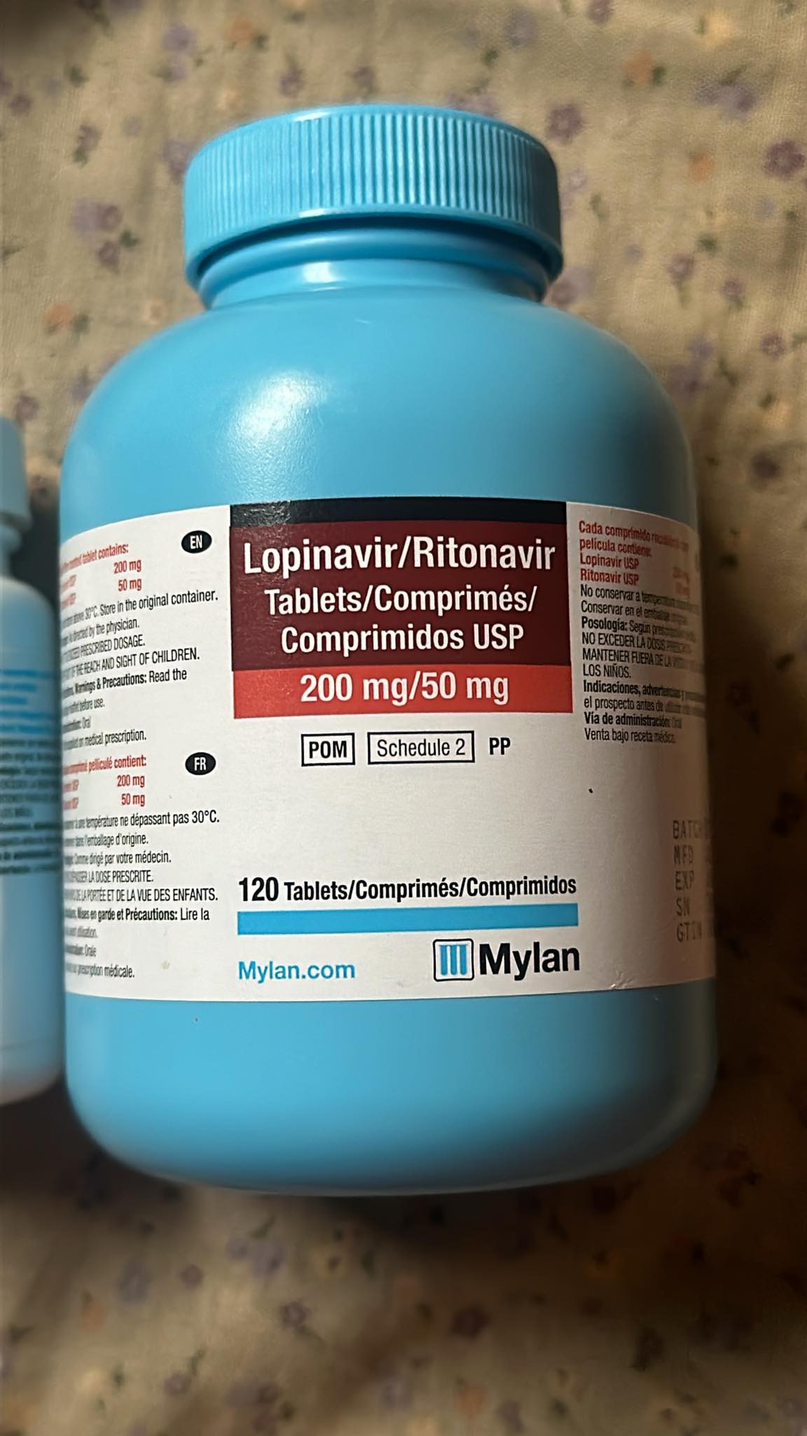 A container of lopinavir/ritonavir -- a less commonly prescribed HIV medication.