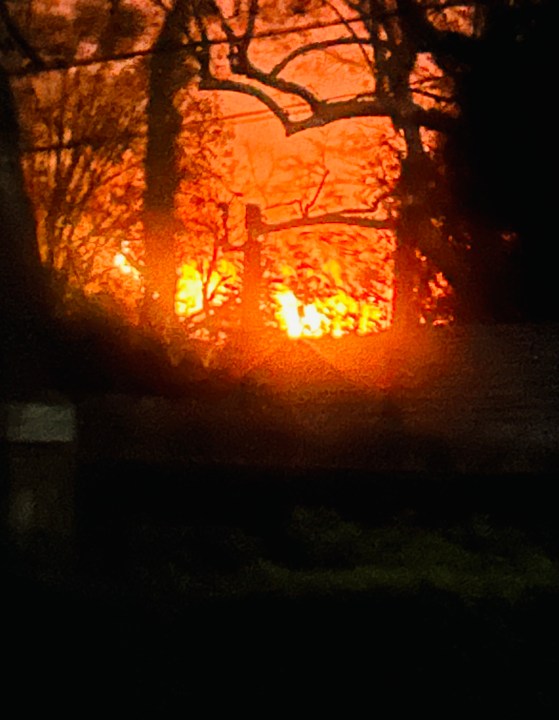 Image shows orange glow of fire.