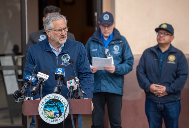 Glenn Church, Monterey County Supervisorial District 2, talks about the fire at the battery storage facility in Moss Landing during a press conference in Castroville, Calif., on Friday, Jan. 17, 2025. (Doug Duran/Bay Area News Group)