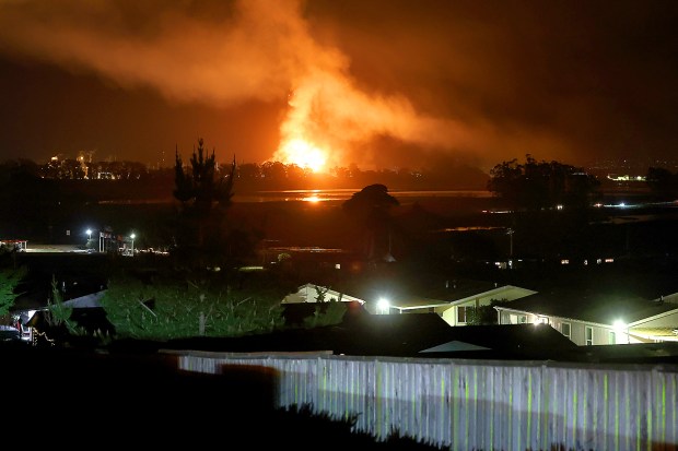 Fire blazed Thursday night at the Vistra power plant’s battery...