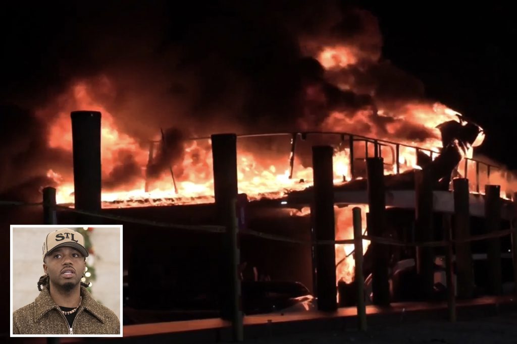 Yacht rented by hip-hop producer Metro Boomin bursts into flames outside popular Miami strip club