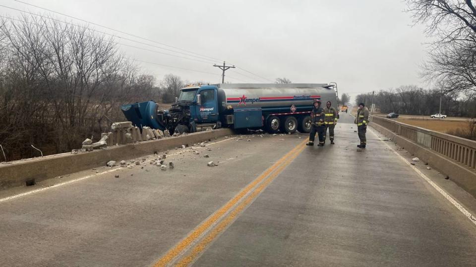 The driver of this tanker truck had minor injuries after a wreck Saturday morning in rural Sedgwick County.