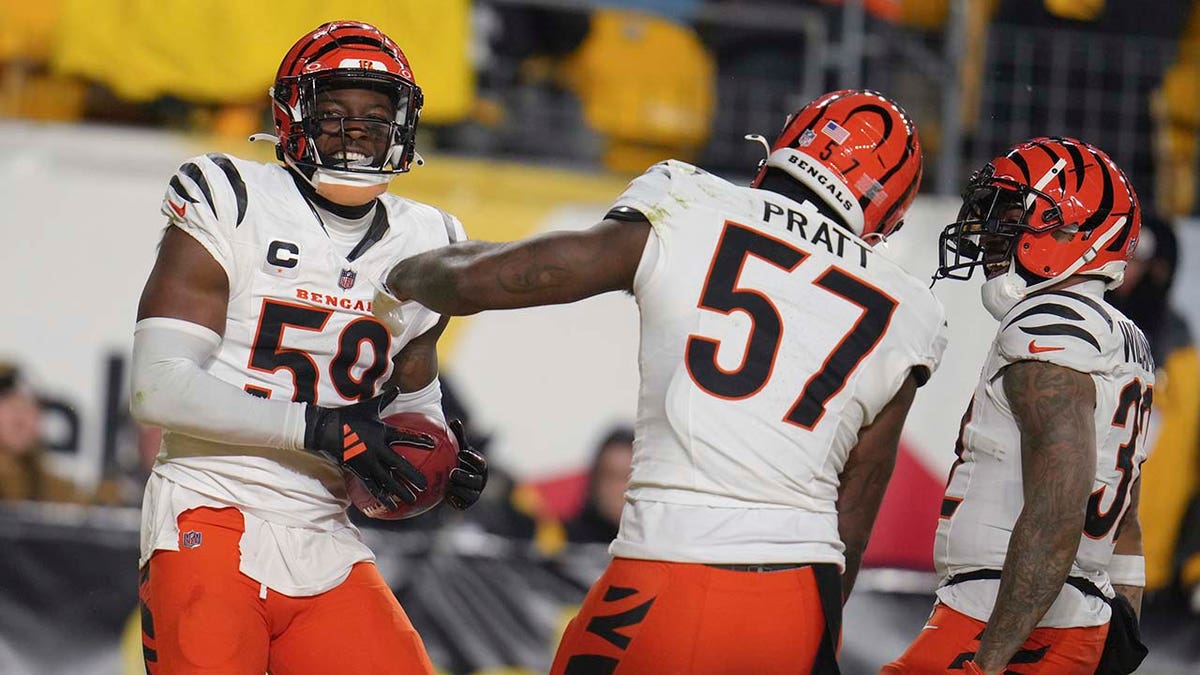 Bengals defensive players celebrate