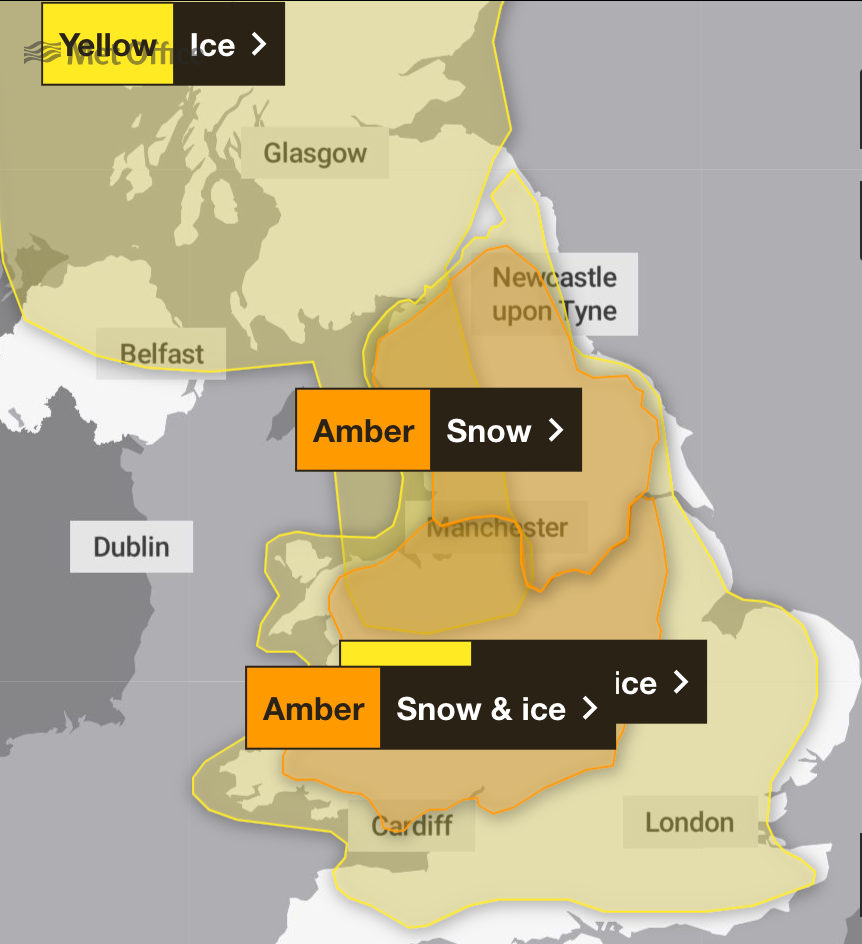 Four weather warnings will be in force over the weekend (Met Office)