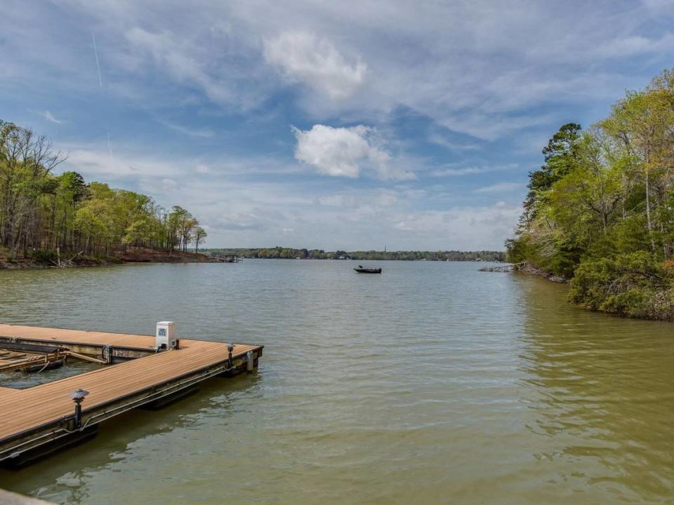 The boat dock of the home on Lake Wylie is pictured.