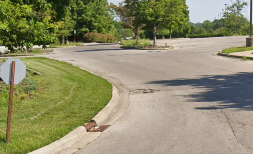 The pothole off Moores Pike reported on Dec. 4, as seen on Google Earth in July 2023.