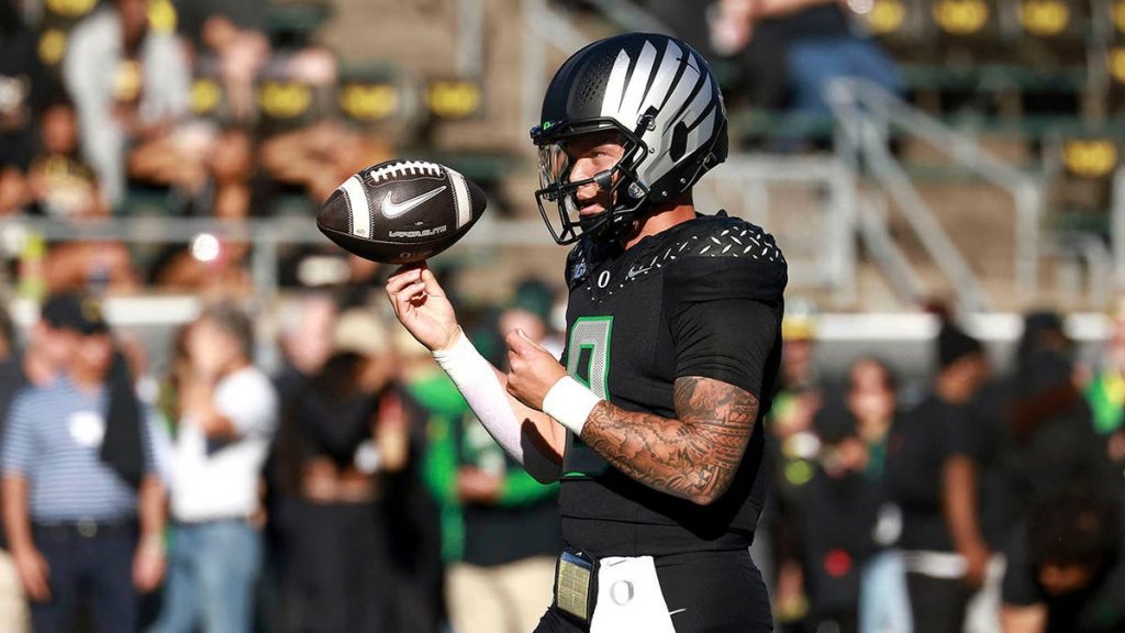 Oregon quarterback Dillon Gabriel suggests football games should be played without bad weather