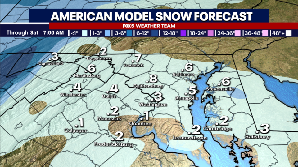 <div>Weather Model Shows The Threat For A Light Coating Of Snow On Friday Afternoon.</div>