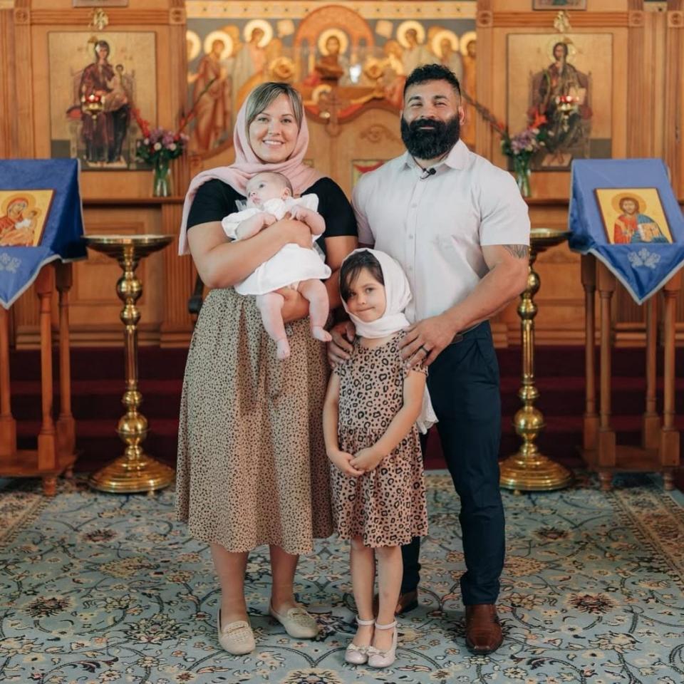 Emmanuel Castillo with his family in church