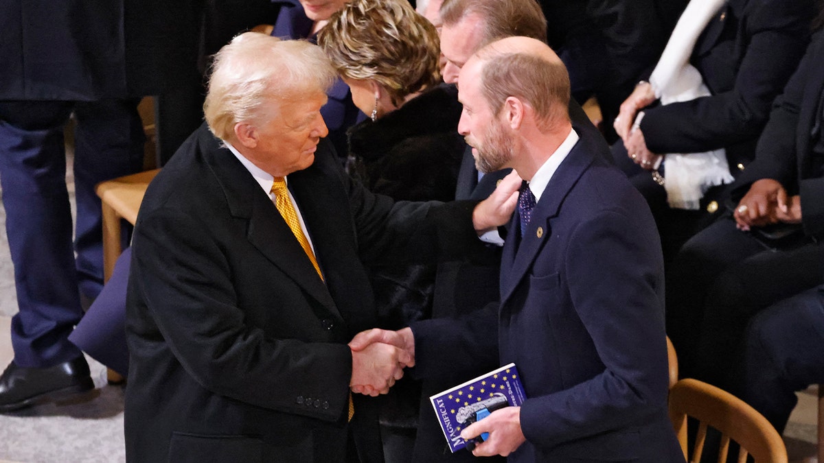 Donald Trump shakes Prince William's hand.