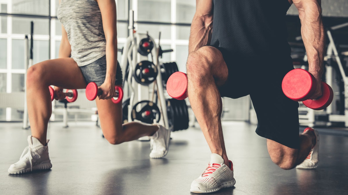 working out at gym