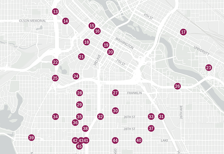 Some potential camera locations for the MPD pilot program. Click on the graphic to view a high-resolution PDF version of the entire city.